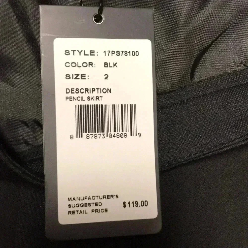 NWT! Adrianna Papell Black Pencil Skirt, Size 2 - Picture 3 of 6